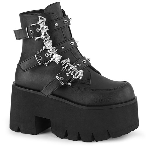 Black Demonia Ashes-55 Vegan Leather Women's Ankle Boots | 24YWRA