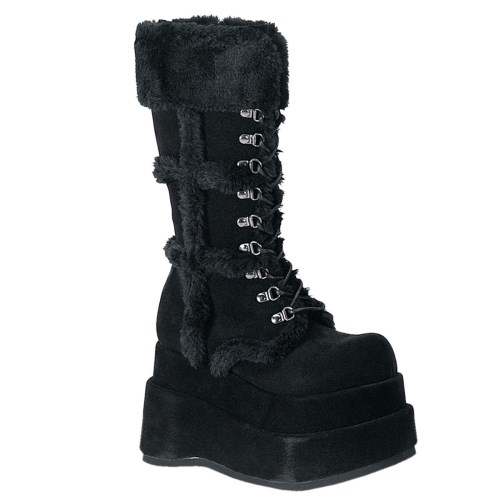 Black Demonia Bear-202 Vegan Suede Women's Knee-high Boots | 67WBXT