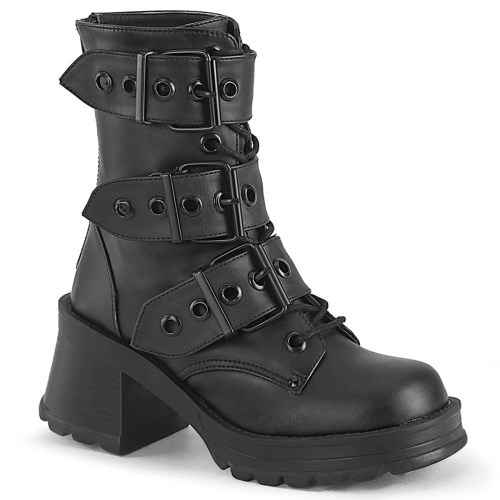 Black Demonia Bratty-118 Vegan Leather Women's Ankle Boots | 70AQBK