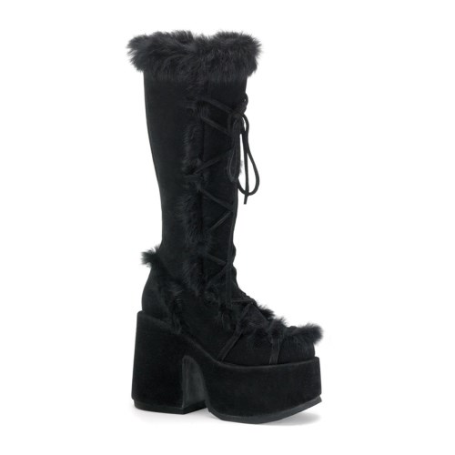 Black Demonia Camel-311 Vegan Suede Women's Knee-high Boots | 61BUVK