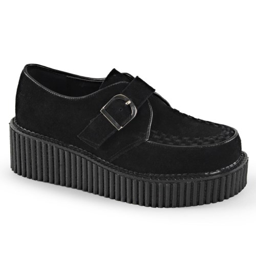 Black Demonia Creeper-118 Vegan Suede Women's Creepers Shoes | 67XNIU