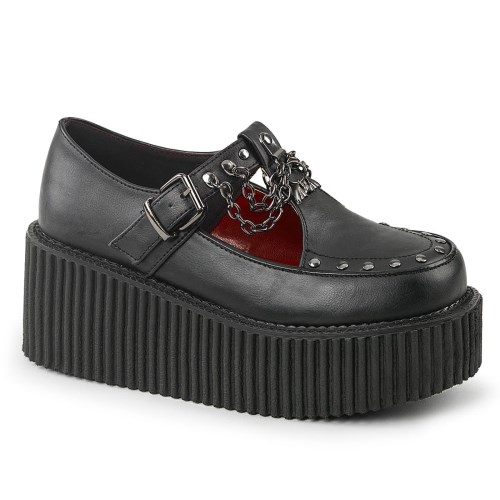 Black Demonia Creeper-215 Vegan Leather Women's Creepers Shoes | 31AZTK