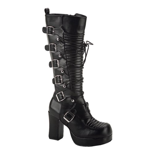 Black Demonia Gothika-200 Vegan Leather Women's Knee-high Boots | 82CNTP