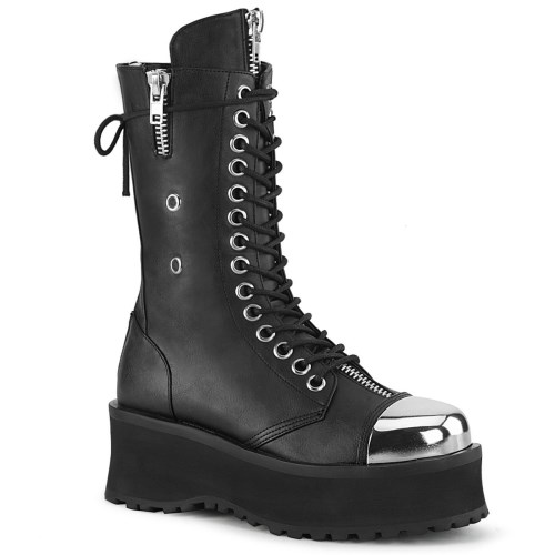 Black Demonia Gravedigger-14 Vegan Leather Men's Platform Boots | 52FSJQ