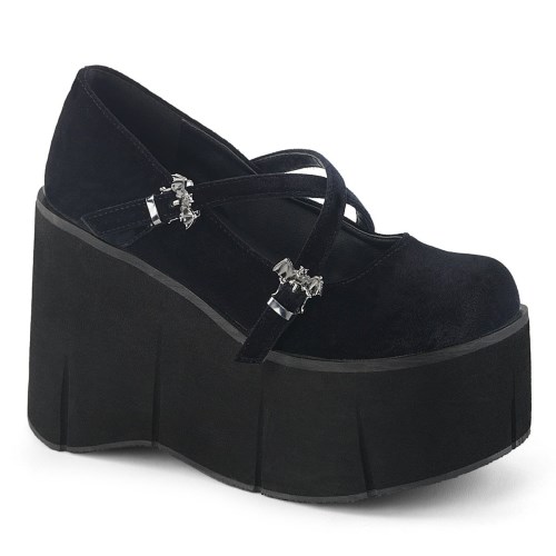 Black Demonia Kera-10 Velvet Women's Mary Jane Shoes | 50CKFT