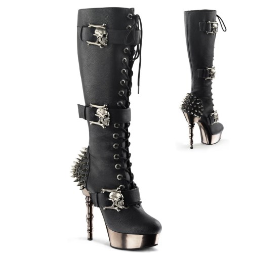 Black Demonia Muerto-2028 Vegan Leather Women's Knee-high Boots | 56LIUX