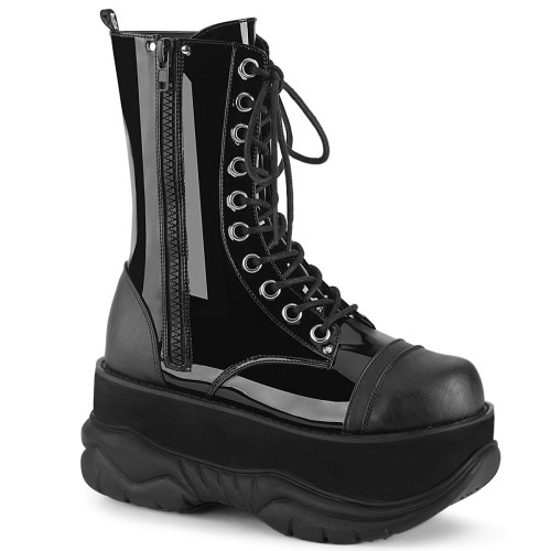 Black Demonia Neptune-200 Vegan Leather Men's Platform Boots | 31MJKO