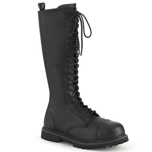 Black Demonia Riot-20 Vegan Leather Men's Knee-high Boots | 96MJNG