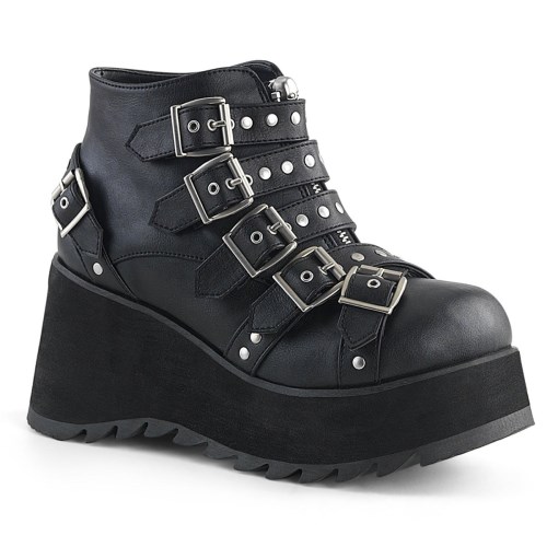 Black Demonia Scene-30 Vegan Leather Women's Ankle Boots | 48EMYU