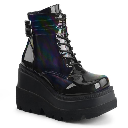 Black Demonia Shaker-52 Hologram Women's Ankle Boots | 37CMVQ