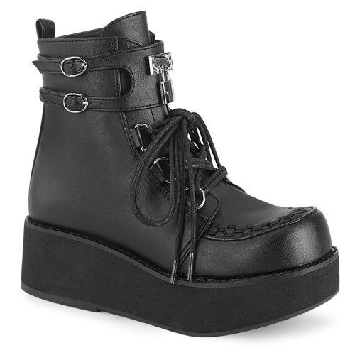 Black Demonia Sprite-70 Vegan Leather Women's Ankle Boots | 42PWDV