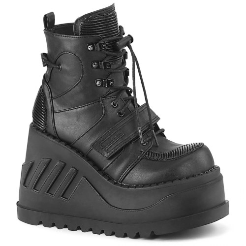 Black Demonia Stomp-13 Vegan Leather Women's Ankle Boots | 06JXSQ