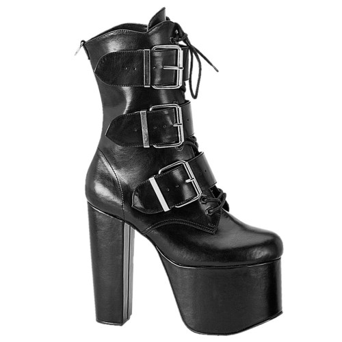 Black Demonia Torment-703 Vegan Leather Women's Ankle Boots | 40AKDP