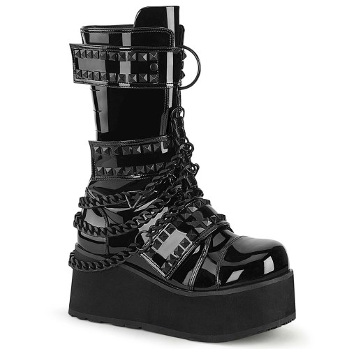 Black Demonia Trashville-138 Patent Women's Ankle Boots | 63PRJM