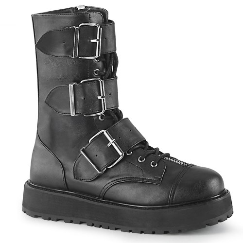 Black Demonia Valor-210 Vegan Leather Men's Platform Boots | 08UZFL