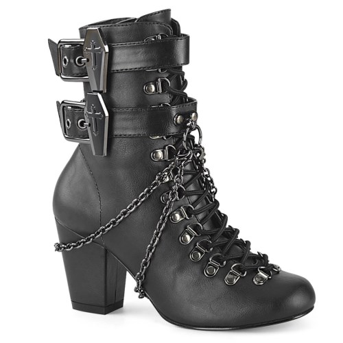 Black Demonia Vivika-128 Vegan Leather Women's Ankle Boots | 61BMFJ