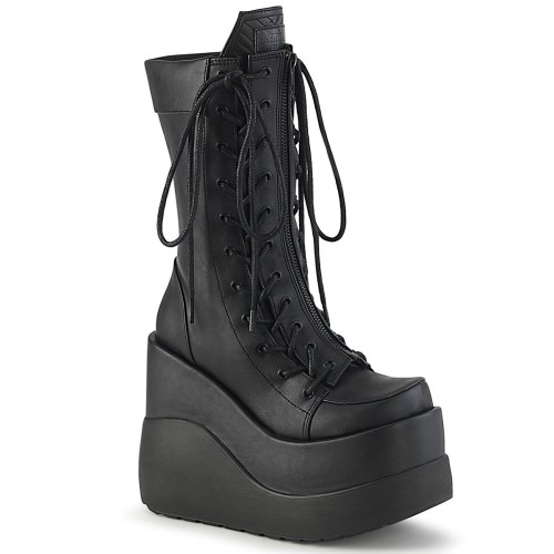 Black Demonia Void-118 Vegan Leather-Patent Women's Ankle Boots | 45VDZX