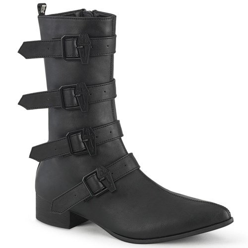 Black Demonia Warlock-110-C Vegan Leather Men's Knee-high Boots | 93GNXV