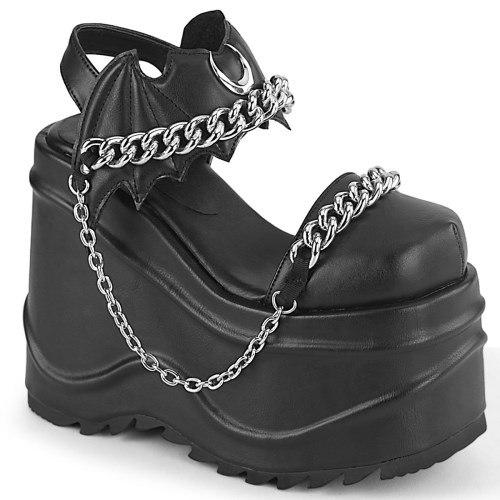 Black Demonia Wave-20 Vegan Leather Women's Sandals | 51PGKU