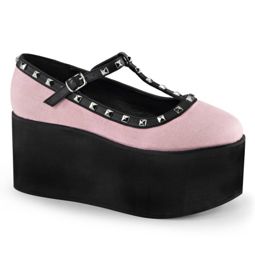 Pink Demonia Click-07 Canvas Women's Platform Shoes | 25AQON