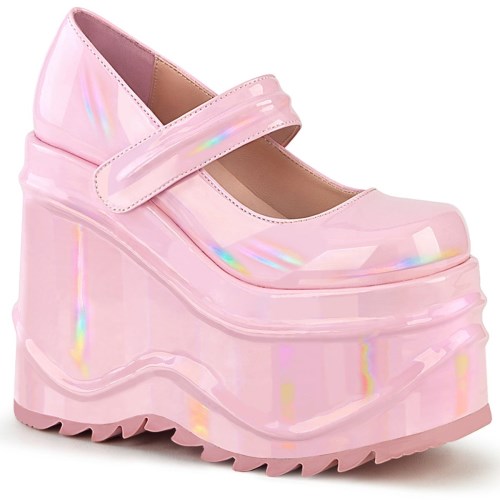 Pink Demonia Wave-32 Hologram Women's Mary Jane Shoes | 93RPFC