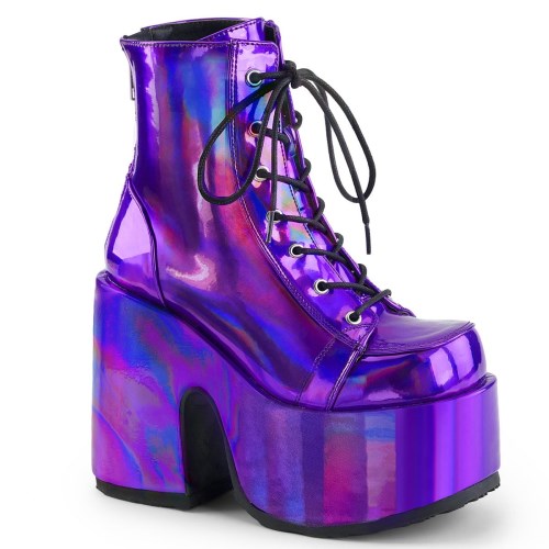 Purple Demonia Camel-203 Hologram Vegan Leather Women's Ankle Boots | 98ANVY