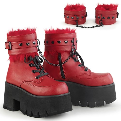 Red Demonia Ashes-57 Vegan Leather Women's Ankle Boots | 37GHZR