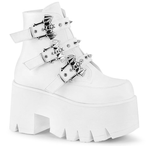 White Demonia Ashes-55 Vegan Leather Women's Ankle Boots | 92ZKNG