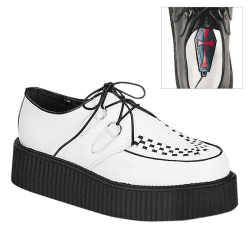 White Demonia Creeper-402 Leather Women's Creepers Shoes | 19VIBJ