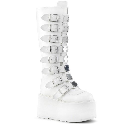 White Demonia Damned-318 Vegan Leather Women's Knee-high Boots | 73LNRV