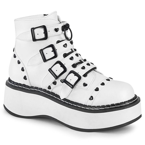 White Demonia Emily-315 Vegan Leather Women's Ankle Boots | 91YMEZ