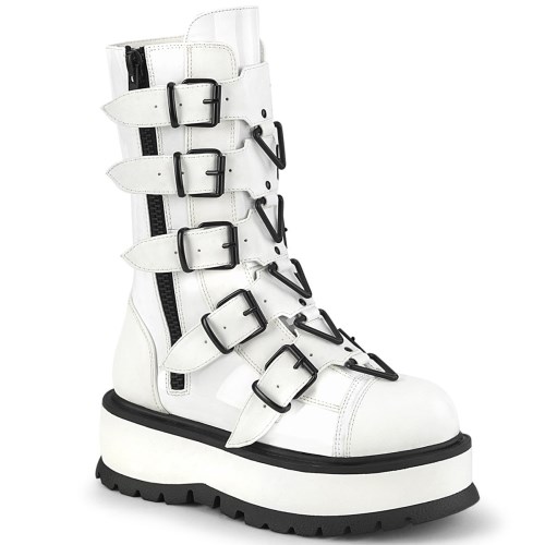 White Demonia Slacker-160 Patent Women's Ankle Boots | 40IXCM