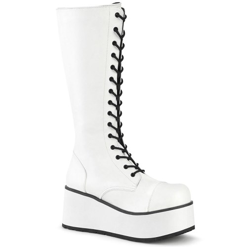 White Demonia Trashville-502 Vegan Leather Women's Over-the-knee Boots | 56TRBQ