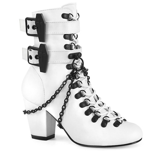 White Demonia Vivika-128 Vegan Leather Women's Ankle Boots | 71IKXQ