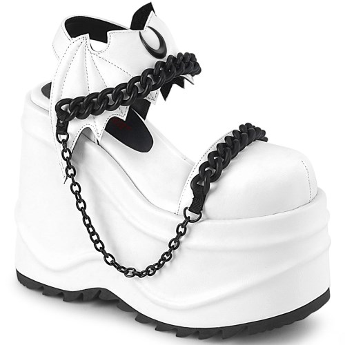 White Demonia Wave-20 Vegan Leather Women's Sandals | 07MRWS