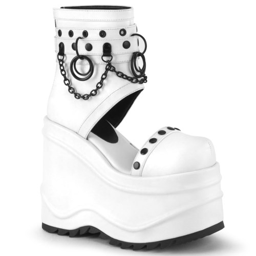 White Demonia Wave-22 Vegan Leather Women's Sandals | 34VQNZ