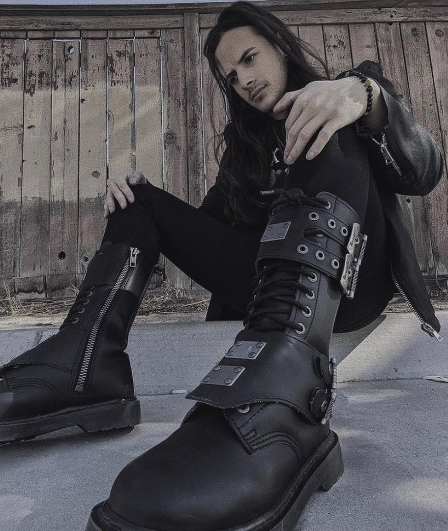 Black Demonia Bolt-345 Vegan Leather Men's Knee-high Boots | 76JCON