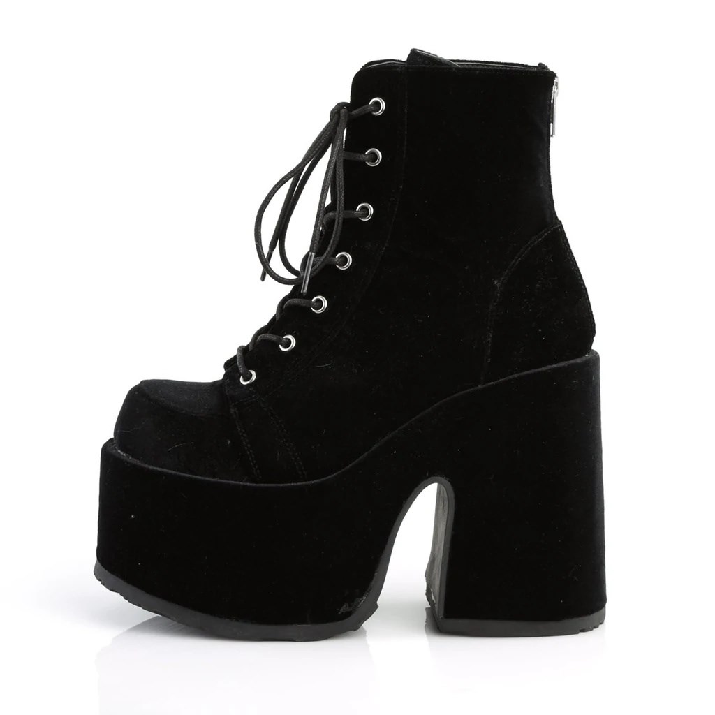 Black Demonia Camel-203 Velvet Women's Ankle Boots | 16NZEQ