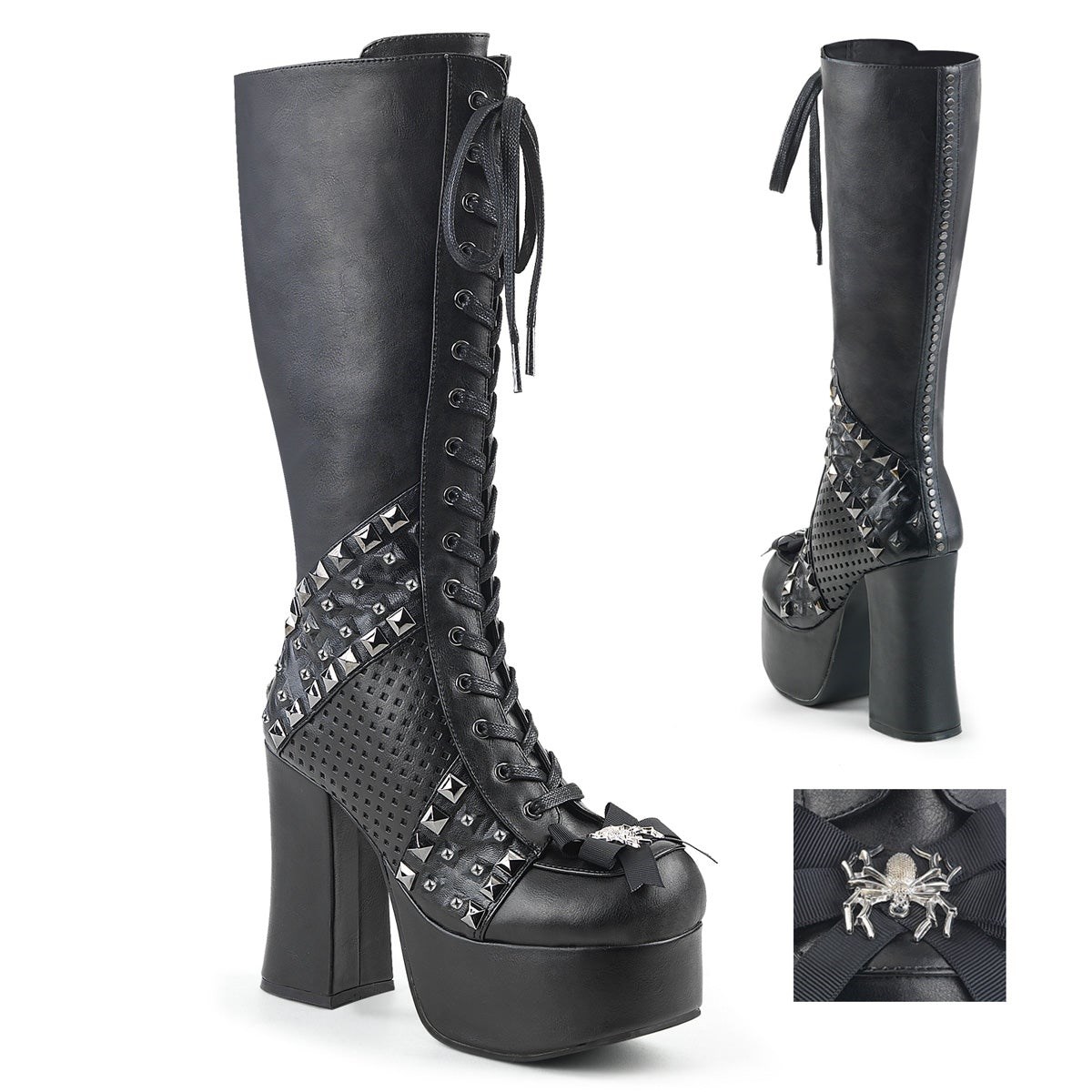 Black Demonia Charade-150 Vegan Leather Women\'s Knee-high Boots | 73PAXI