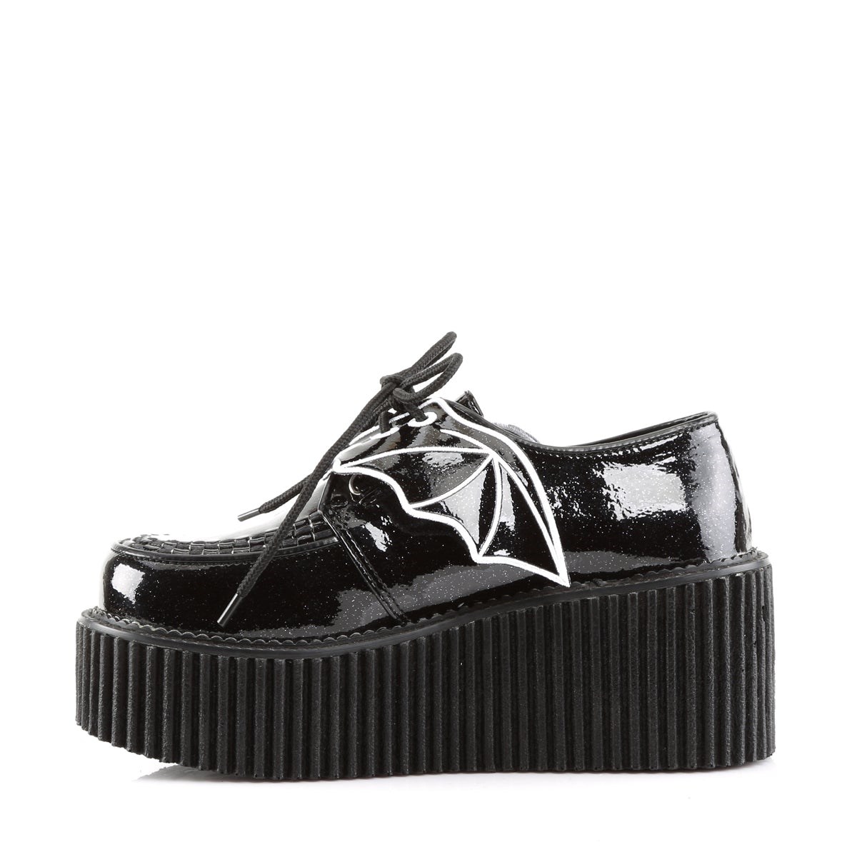 Black Demonia Creeper-205 Glitter Vinyl Women's Creepers Shoes | 60KBNG