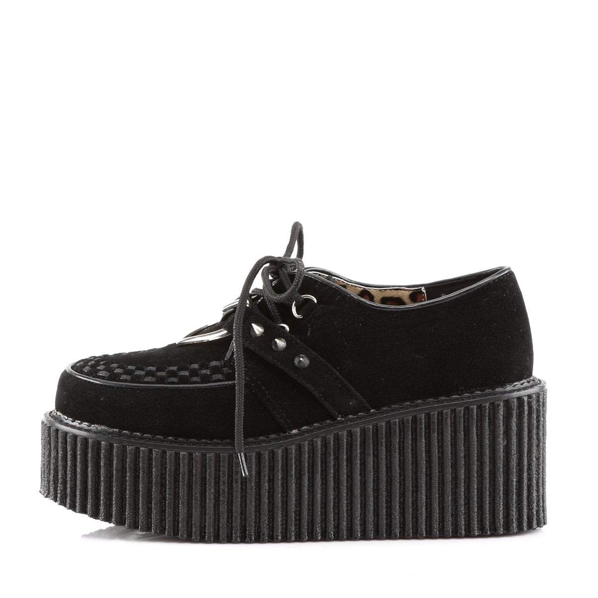 Black Demonia Creeper-206 Vegan Suede-Vegan Leather Women's Creepers Shoes | 52CYFL