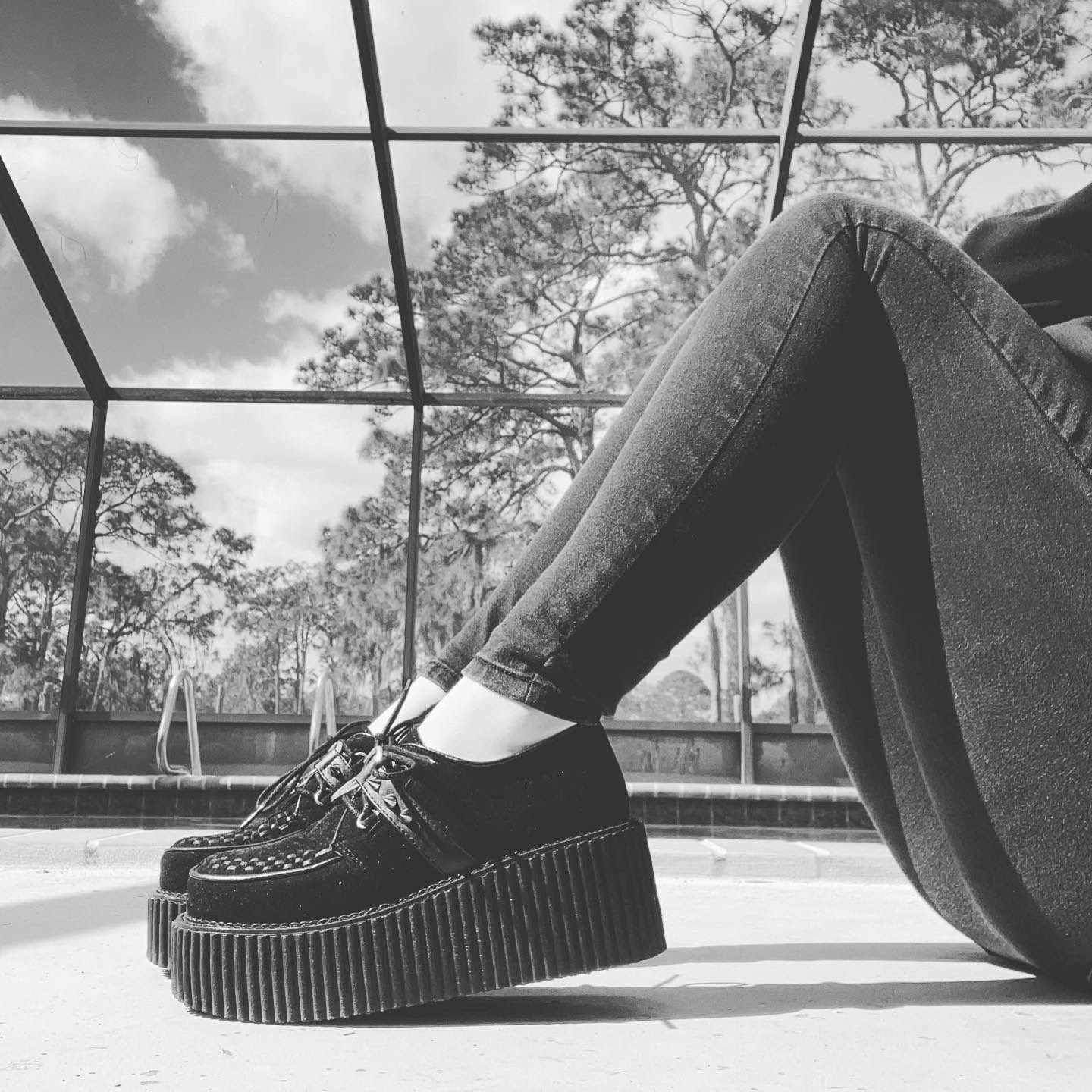 Black Demonia Creeper-206 Vegan Suede-Vegan Leather Women's Creepers Shoes | 52CYFL