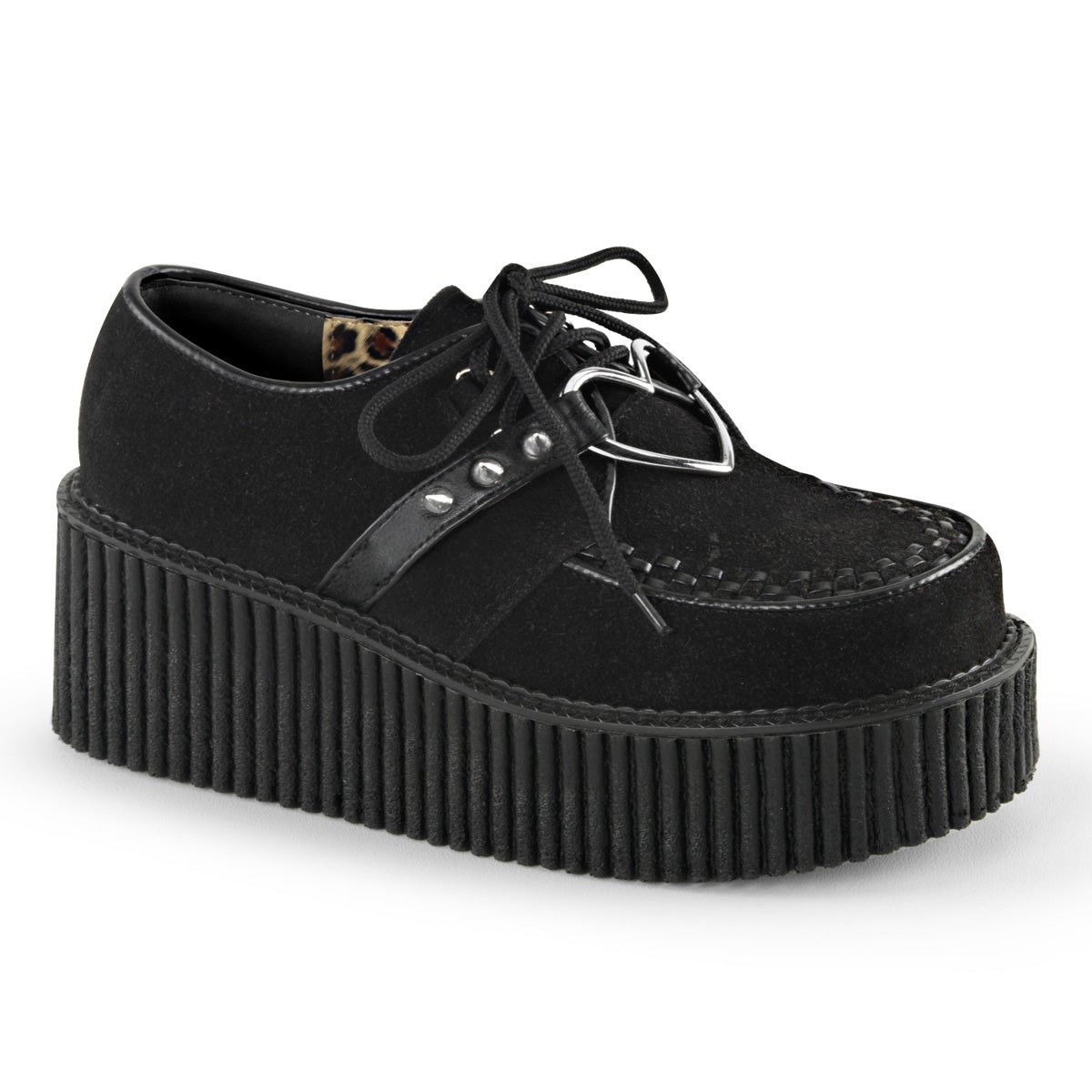 Black Demonia Creeper-206 Vegan Suede-Vegan Leather Women\'s Creepers Shoes | 52CYFL