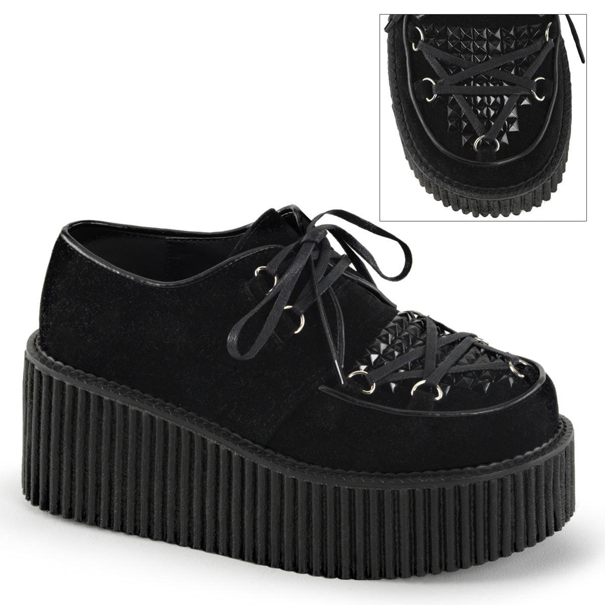 Black Demonia Creeper-216 Vegan Suede Women\'s Creepers Shoes | 02LGRI