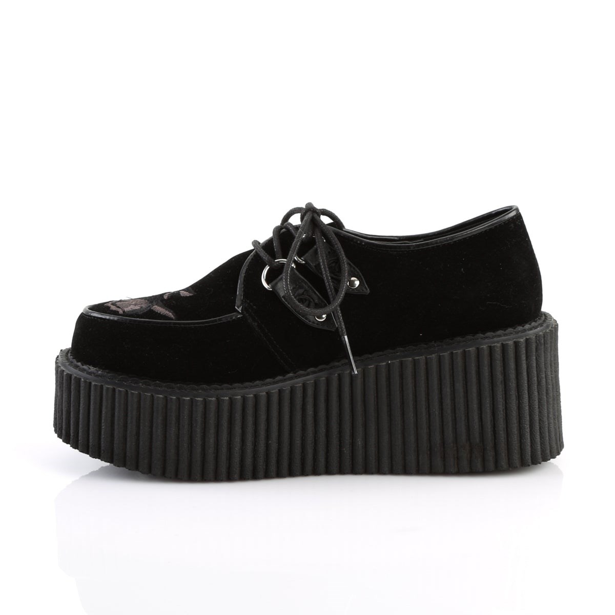 Black Demonia Creeper-219 Velvet Women's Creepers Shoes | 28ZRJH