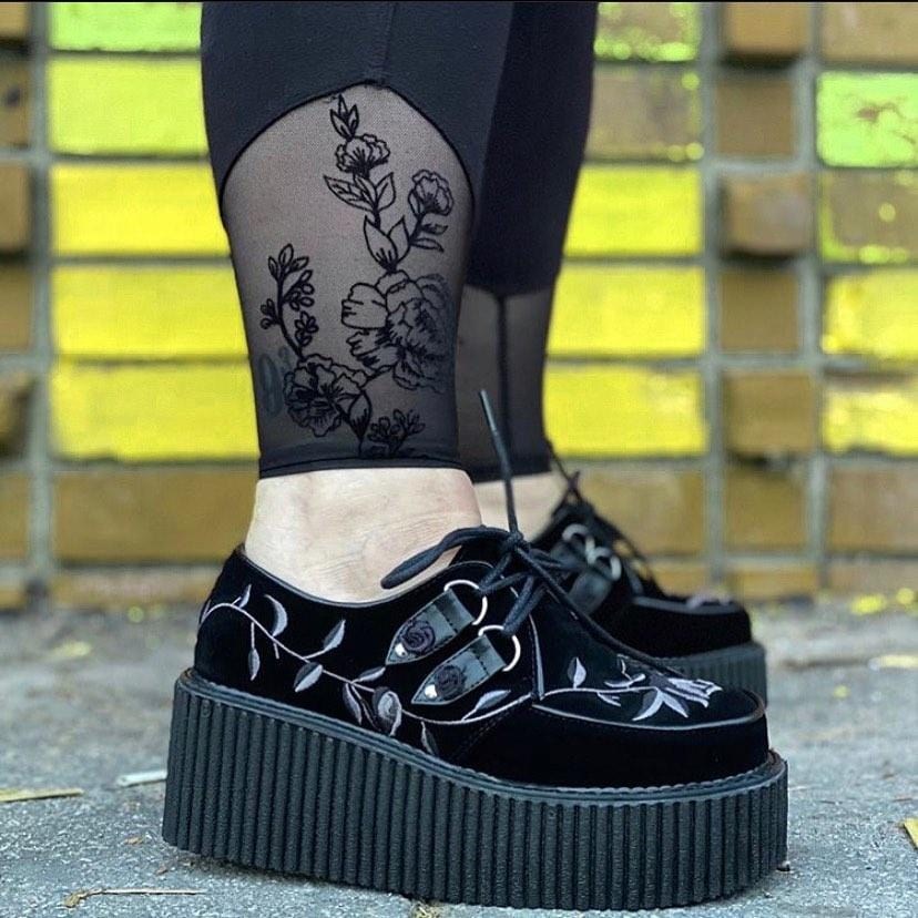 Black Demonia Creeper-219 Velvet Women's Creepers Shoes | 28ZRJH