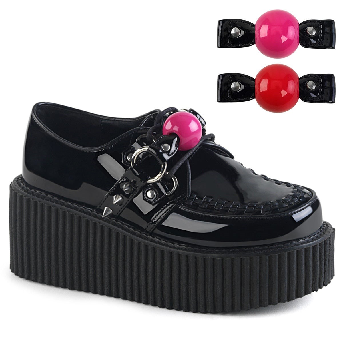 Black Demonia Creeper-222 Patent Women\'s Creepers Shoes | 68KRQE