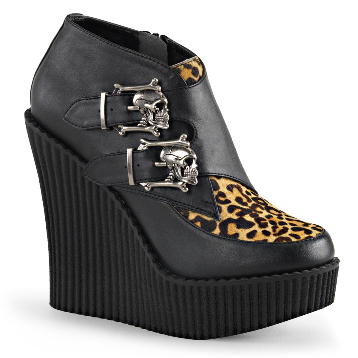 Black Demonia Creeper-306 V. Leather-Tan Animal Women\'s Creepers Shoes | 35BXKW