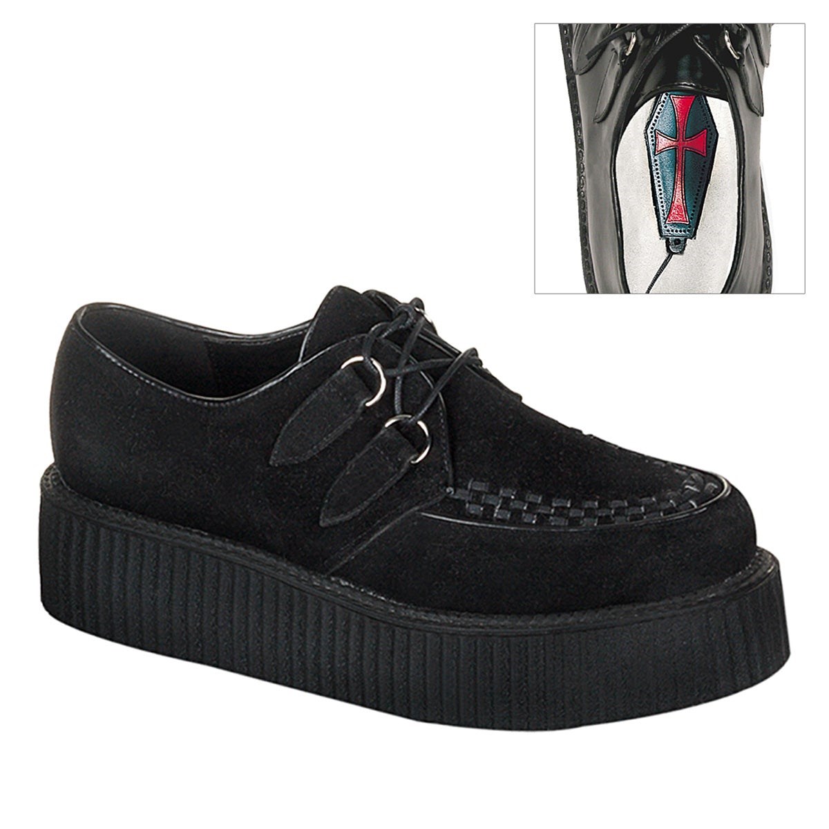 Black Demonia Creeper-402S Suede Men\'s Creepers Shoes | 35DHPG