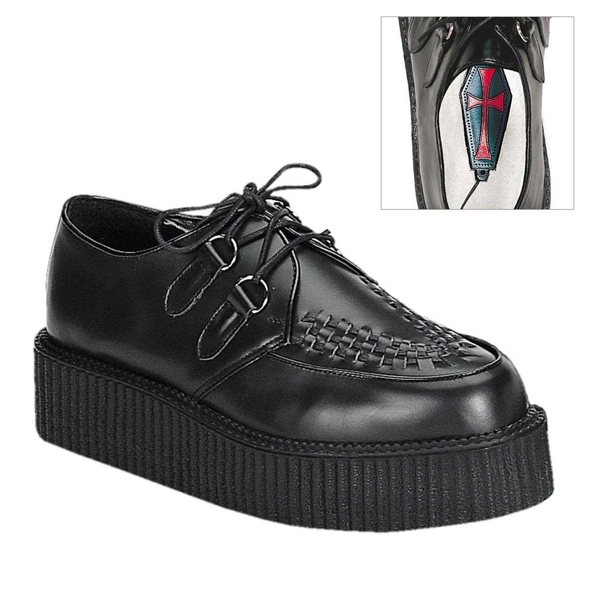 Black Demonia Creeper-402 Leather Men\'s Creepers Shoes | 36CHVR